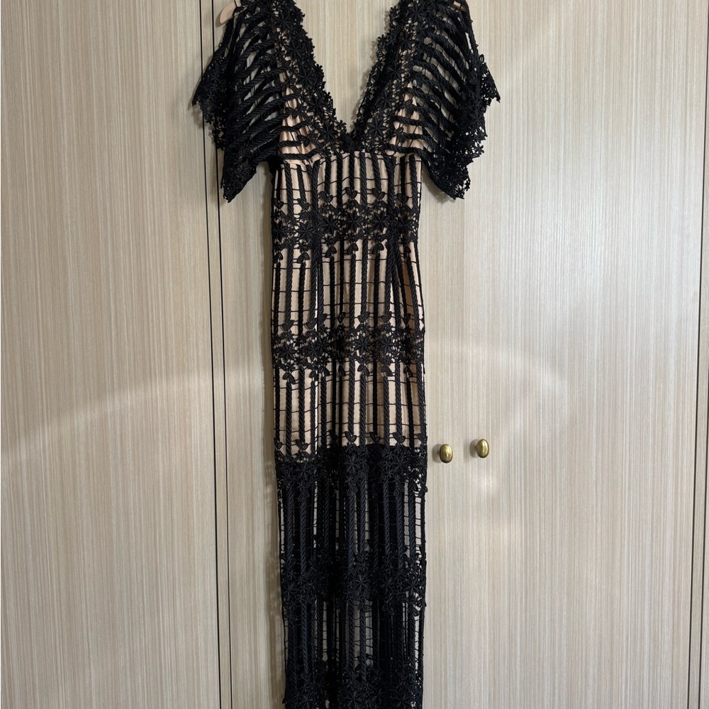 Free People Black Maxi Dress w/ attached slip